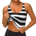 thumbnail image 3 of Picia Black And White Stripes Sports Bra for Women,Padded Strappy Sports Bras Medium Support Yoga Bra with Removable Cups,Running Yoga Bra-XX-Large, 3 of 9