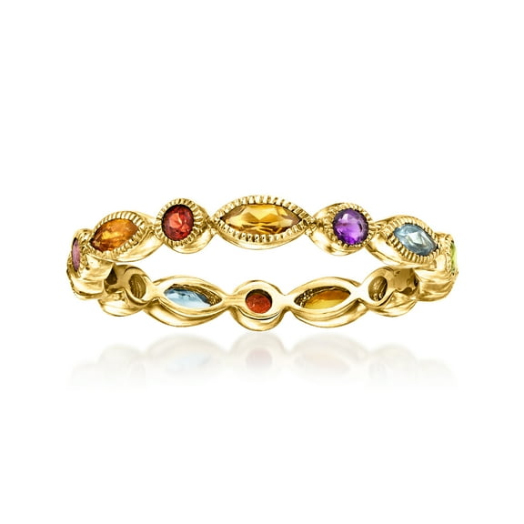 Pure Collection by Ross-Simons 0.84 ct. t.w. Multi-Gemstone Geometric Eternity Band in 14kt Yellow Gold, Women's, Adult