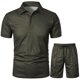 thumbnail image 2 of WILLBEST Traje de Pantalón Corto Informal de Primavera para Hombre, de Color Liso, de Manga Corta y Cuello Vuelto, 2 of 5