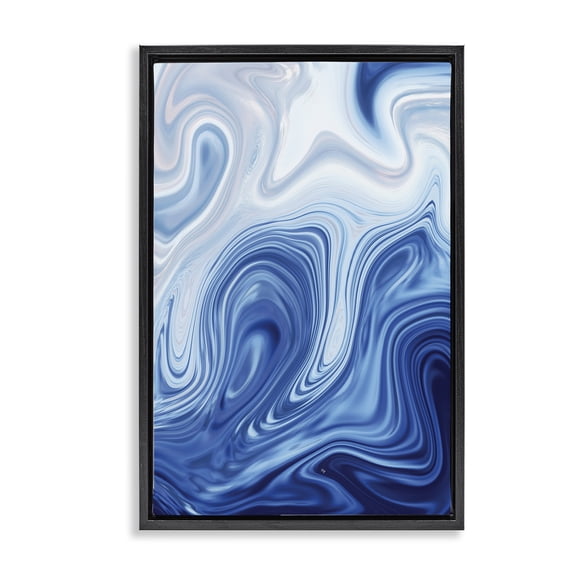Stupell Industries Modern Blue Marble Fluidity Black Floating Frame Canvas Art, 17 x 25, by Martina Pavlova