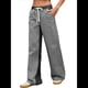 thumbnail image 3 of Pantalones de Rayas de Tiro Bajo para Mujer, Vaqueros Bohemios de Pierna con Cordón Ajustable, Tendencia 2025 Negro XL, 3 of 9