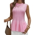 thumbnail image 6 of Sleeveless Knit Tops Slim Fit Ribbed Peplum Sweater Vest, 6 of 7