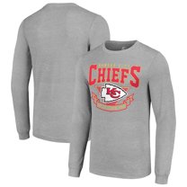 Men's Starter Heather Gray Kansas City Chiefs '80s Inspired Team Logo Long Sleeve T-Shirt