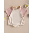 thumbnail image 2 of Coduop Newborn Baby Girls Summer Jumpsuit Casual Raglan Short Sleeve One Piece Bodysuit Romper, 2 of 7
