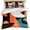 Multicolor, variant on Color Block Bedding 3 Piece Duvet Cover Set Full Size, Orange Teal Black Contemporary Abstract Soft Microfiber Comforter Cover with Zipper Closure & Pillowcases, Wrinkle & FadeResistant Quilt Cover