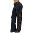 thumbnail image 3 of Women High Waisted Jeans Y2k Trendy Hollow Out Wide Straight Leg Cutout Baggy Jeans Black & Gray M, 3 of 7