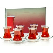 The Buybox Turkish Tea Glasses And Saucers Set (12 Pieces), Arabic Persian Tea Cups (4oz/120ml)