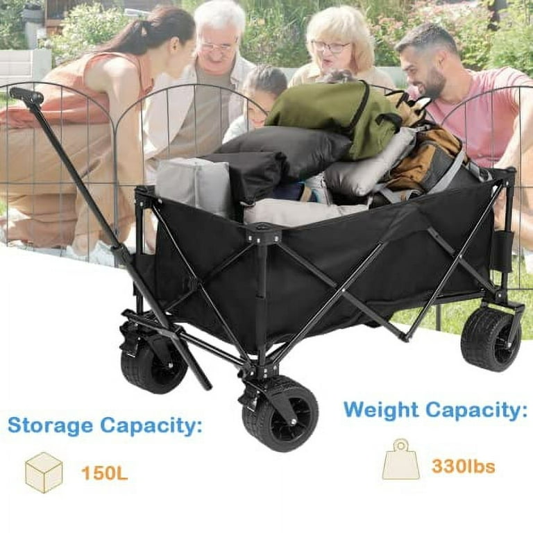 IKARE Heavy Duty Folding Wagon Cart with 330lbs Large Capacity