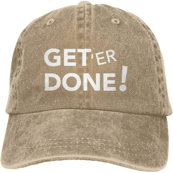 Get 'Er Done Funny Hat Adjustable Denim Baseball Cap Black Dad Hat Men Women