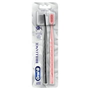 Oral-B Brilliance Whitening Toothbrush, Extra Soft, Black & Coral, 2 Count, for Adults & Children 3+