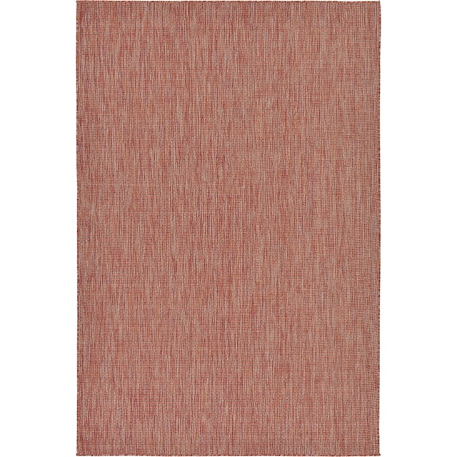 Unique Loom Solide Collection Casual Transitionnel Tapis d'Intérieur et d'Extérieur, 6' x 9', Rouille Rouge/terracotta