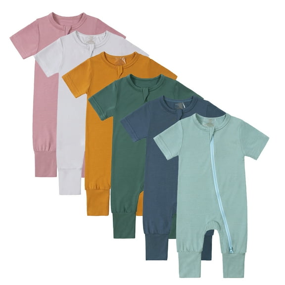 Emy Dola Bamboo Viscose Baby Romper Short Sleeve Footless Pajamas 2 Way Zipper Summer Sleeper Jumpsuit 0-24 Months