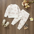 thumbnail image 6 of Caqnni Toddler Baby Boy Outfit Fall Winter Boy Clothes Long Sleeve Cute Cartoon Fall Winter Outfits Sweatshirt Pullovers Jogger Pants Outfits (Beige,2-3 Years), 6 of 9