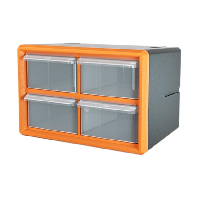 Gabinete de almacenamiento de componentes con 4 cajones, caja de herramientas, organizador portátil de piezas de hardware para aparejos de pesca, sala Naranja