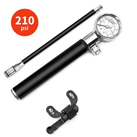 Mini Bike Pump With Gauge Alloy High Pressure Portable Mountain Bicycle Tire Basketball Rugby Football Soccer Repair Tool For Presta Schrader Valves