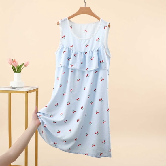 Taqqpue Plus Size Sleeveless Nightgowns for Women Cotton Soft Knee Length Night Gowns Sleepshirts Loose Fit Sleepwear Dress Casual Solid Color Scoope Neck House Dress Women