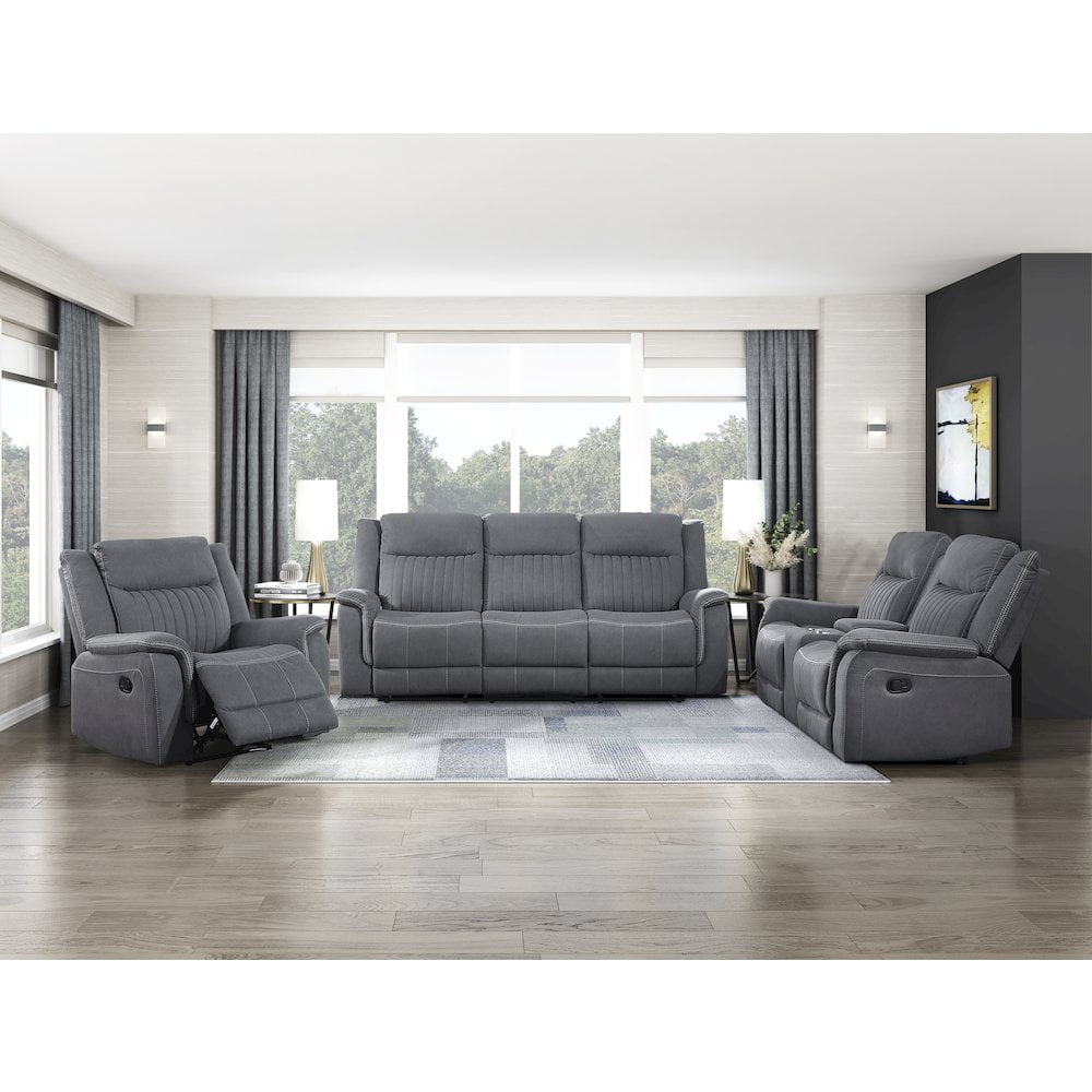 Lexicon Dean Microfiber Double Reclining Love Seat in Gray