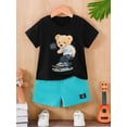 thumbnail image 1 of GOURD DOLL Boys' Summer Skateboarding Bear Graphic T-Shirt - Vibrant Red Casual Short Sleeve Tee with Cartoon Print, Machine Washable Regular Fit for Youngsters' Outdoor Play & Casual Attire, 1 of 6