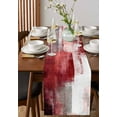 thumbnail image 4 of ERUNPONLY Red Grey Oil Painting Table Runner - 72 Inch Long Abstract Modern Street Smear Art Cotton and Linen Blended Dress Scarves Farmhouse Table Runner for Kitchen Dining, Coffee Table, 18"x72", 4 of 8