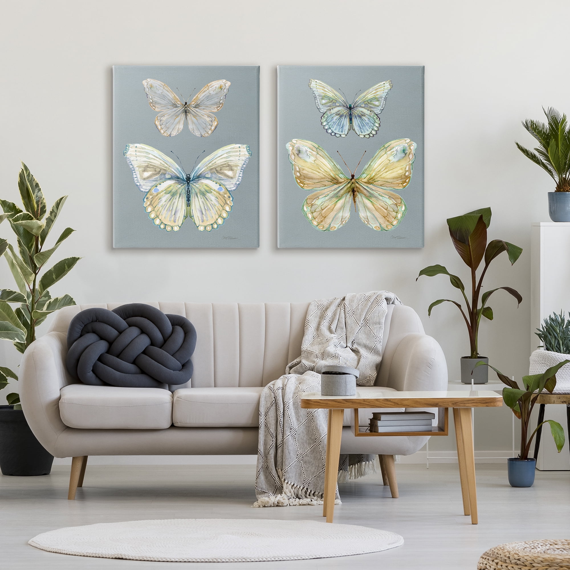 Stupell Industries Butterfly Pairs over Slate 2 Piece Canvas Wall Art Set, design by Carol Robinson