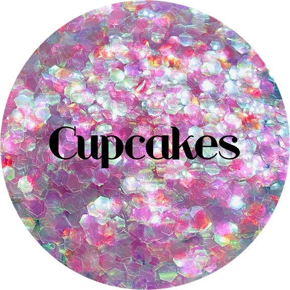 Glitter Heart Co. Glitter - High Quality Polyester Glitter - Cupcakes - Iridescent Pink Chunky - 1 oz Bag