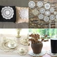thumbnail image 5 of 6Pcs Round Cotton Lace Coasters 5.91inch/15cm Crochet Table Placemats Vintage Small Handmade Crocheted Doilies Cup Mat for Wedding Tea Party Table Decoration Dining Room Beige White, 5 of 9