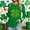 A1168 Green, variant on St. Patrick's Day T-Shirt for Women Glitter Shamrock Graphic Crewneck Long Sleeve Slim Fit Festive Top Saint Paddy's Day Party Celebration Clothes