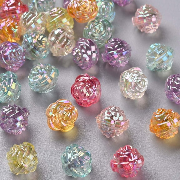 Transparent Acrylic Beads AB Color Flower Mixed Color 11.5x11.5mm Hole: 1.8mm