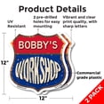 thumbnail image 2 of Bobby's Workshop (2 Pack) 12 inch X 12 inch Shield Shaped Commercial Grade Plastic Signs Weather Resistant, UV Protected To last, Gift for Dads and Uncles Classic Americana Crafted in, 2 of 7