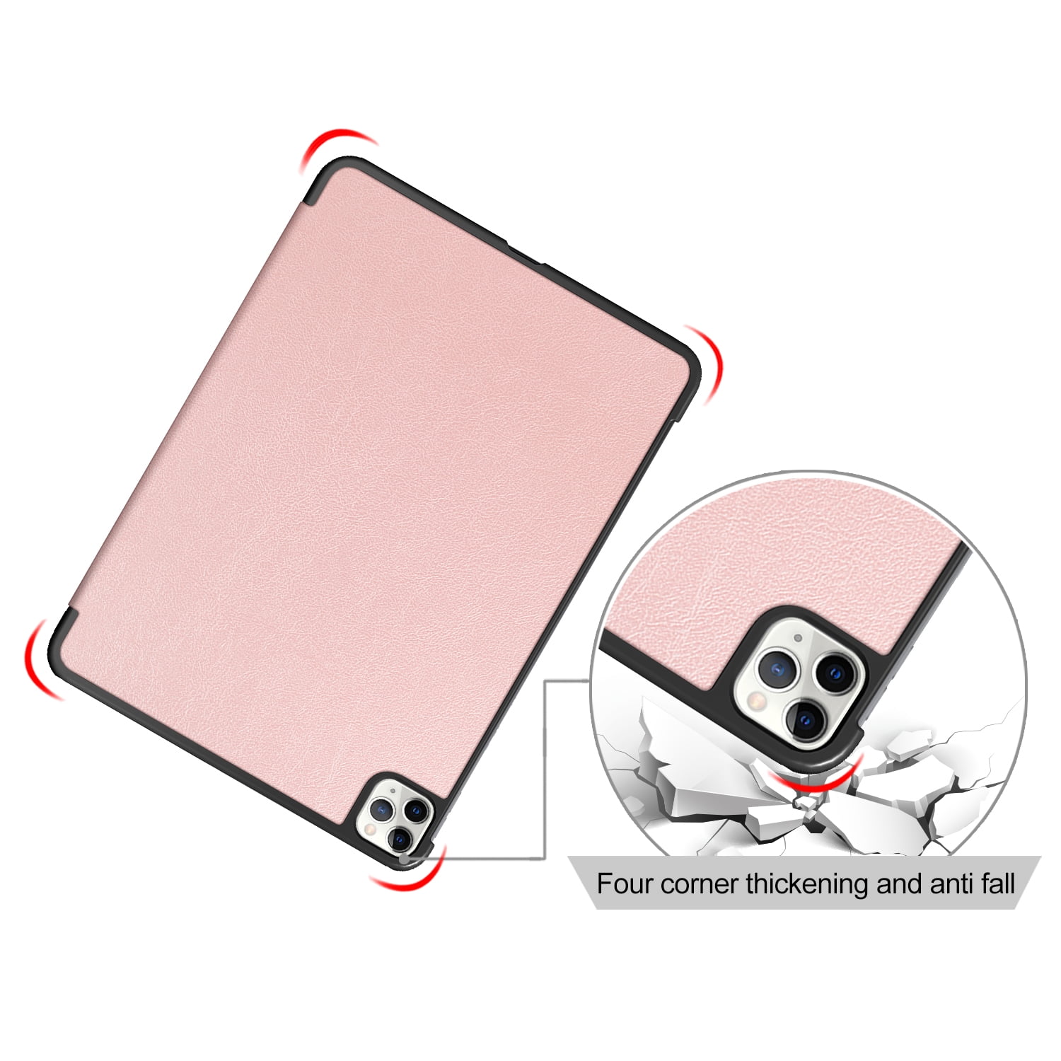 Allytech iPad Pro 11 2020 Case 2nd Generation, Slim Lightweight [Support Apple Pencil Charging] Auto Sleep Wake Trifold Stand Protective Smart Cover Case for Apple iPad Pro 11 Inch 2020 - Rosegold