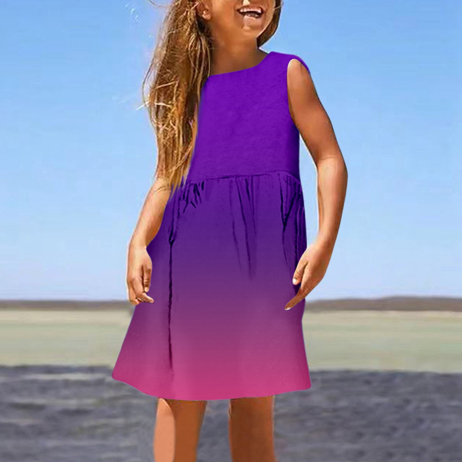 strapless open back dress Little Girl's Multi-Sequin Purple Ruffle Dress Popatu