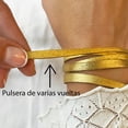 thumbnail image 5 of VANGANIA pulsera de piel unisex con baño de oro intención gratitud, 5 of 5