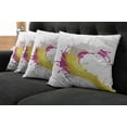 thumbnail image 2 of Colorful Throw Pillow Cushion Case Pack of 4, Mixed Fruit Drink Splash Photo Strawberry Banana Milk Fountain, Modern Accent Double-Sided Print, 4 Sizes, Pink Yellow and White, by Ambesonne, 2 of 6