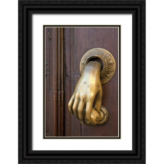 Paulson, Don 23x32 Black Ornate Wood Framed with Double Matting Museum Art Print Titled - Mexico Detail of a door and door knocker