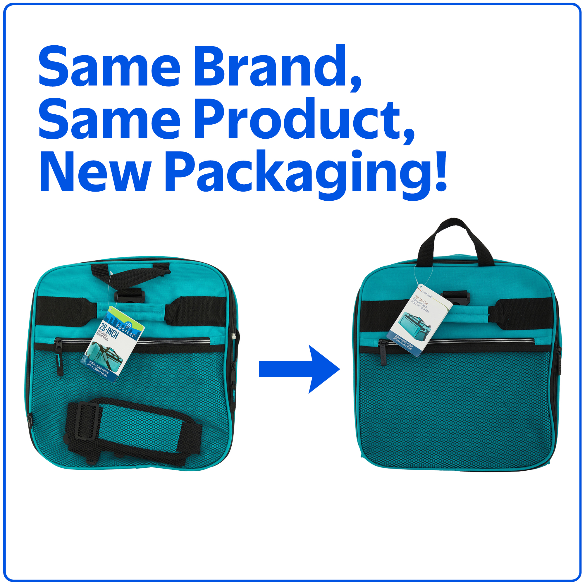 Protege 28-Inch Large Collapsible Rolling Duffel Bag, Teal photo 3