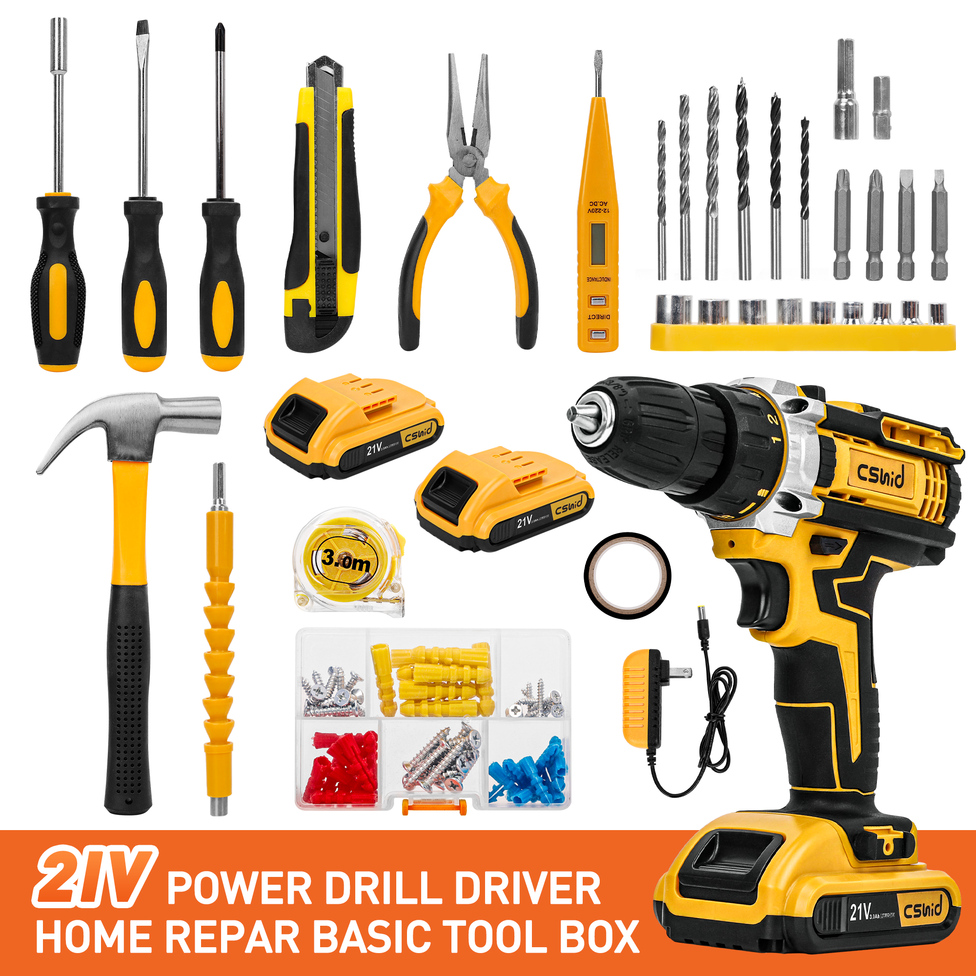 Cshidworld 21V Cordless Drill Kit, 95-Piece Tool Set photo 7