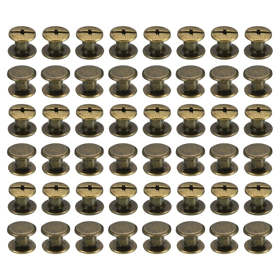 100 Sets Chicago Screws, M5x4mm Brass Plated Chicago Screw Phillips Binding Post Screw Rivets for Leather, Brown
