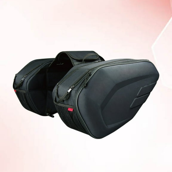 SKISUNO Waterproof Saddle Bags Motorcycle Saddle Bag Black Oxford Storage For Rainy Pair 17.7X11.8X7.5in