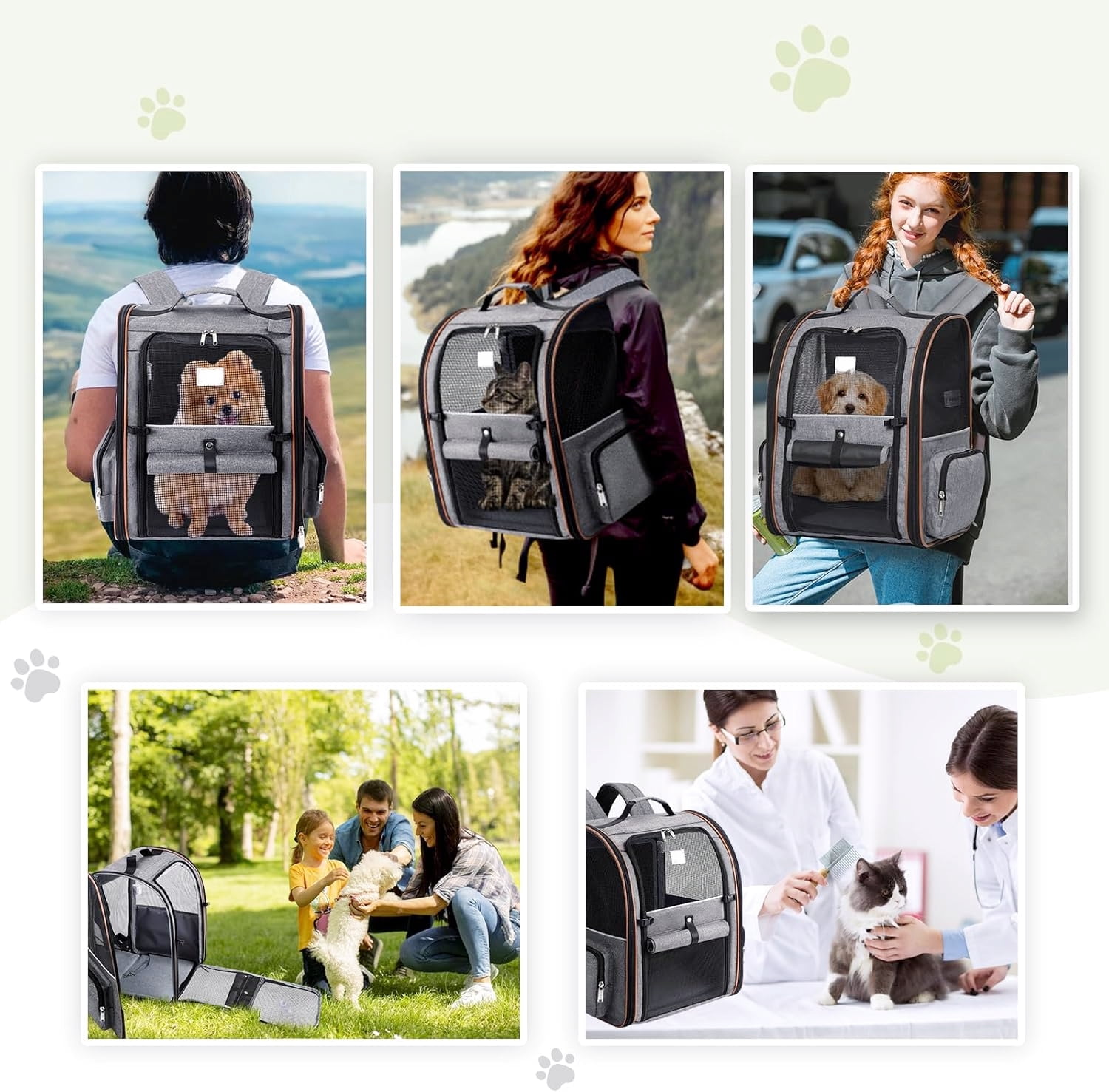 Breathable Mesh Cat Carrier Backpack for Medium Pets Up to 18 Lbs Grey