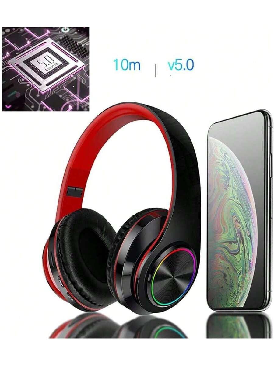 Wireless Gaming Headset With Microphone Bluetooth 5.2, Foldable Over Ear Headphones With Dual Wired/Wireless Mode, Long Battery Life, Lightweight Comfortable Design For PC Laptop Phone Travel Sports