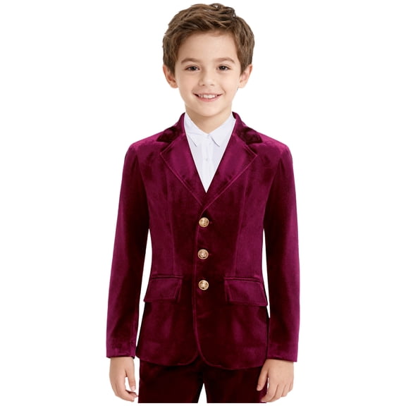 inhzoy Boy Child Blazer Suit Jacket For Gentleman Wedding Evening Party Birthday Celebration Burgundy 10