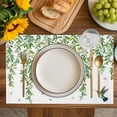 thumbnail image 4 of Spring Botanical Placemats Set of 6, Watercolor Leaves Flowers Birds Country Placemats for Dining Table, Place Mats for Kitchen Tabletop, Waterproof Wipeable Dining Table Mats Set, 4 of 9