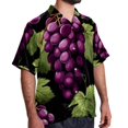 thumbnail image 2 of Grape Men's Short Sleeve Printed Poplin Beach Shirts with Spread Collar - Casual Button Down Summer Tops for Unisex, 2 of 6