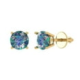 thumbnail image 2 of 1.5 Ct Round Cut Studs Blue Moissanite 14K Yellow Solid Solid Gold Everyday Dainty Earrings Screw Back, 2 of 7