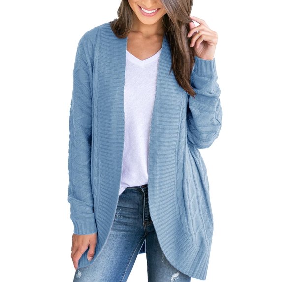 Sherrylily Womens Loose Open Front Cardigan Long Sleeve Casual Lightweight Knit Sweaters with Pockets