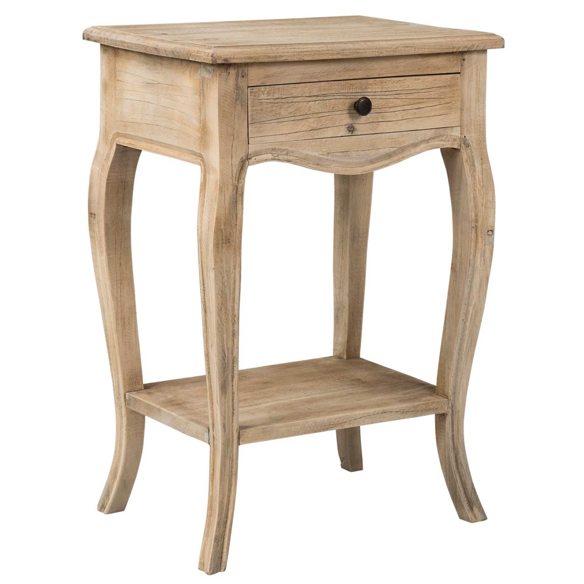 East at Main Daphne Rustic Nightstand, Natural Brown Solid Wood Handcrafted with Storage