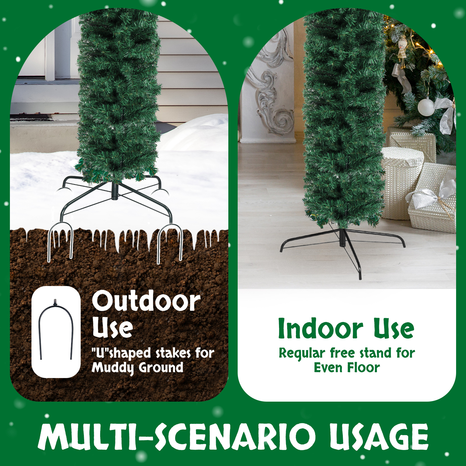 94.5" 1650 Branches PVC Christmas Arch Steel Bracket Holiday Arch Decoration Green