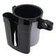 thumbnail image 2 of Vaso universal 2 en 1 y portaobjetos para bicicleta, carrito, silla de ruedas - abrazadera ajustable, giro de 360°, encaja en manubrios de 0,55"-1,7", negro/gris/marrón, 2 of 6
