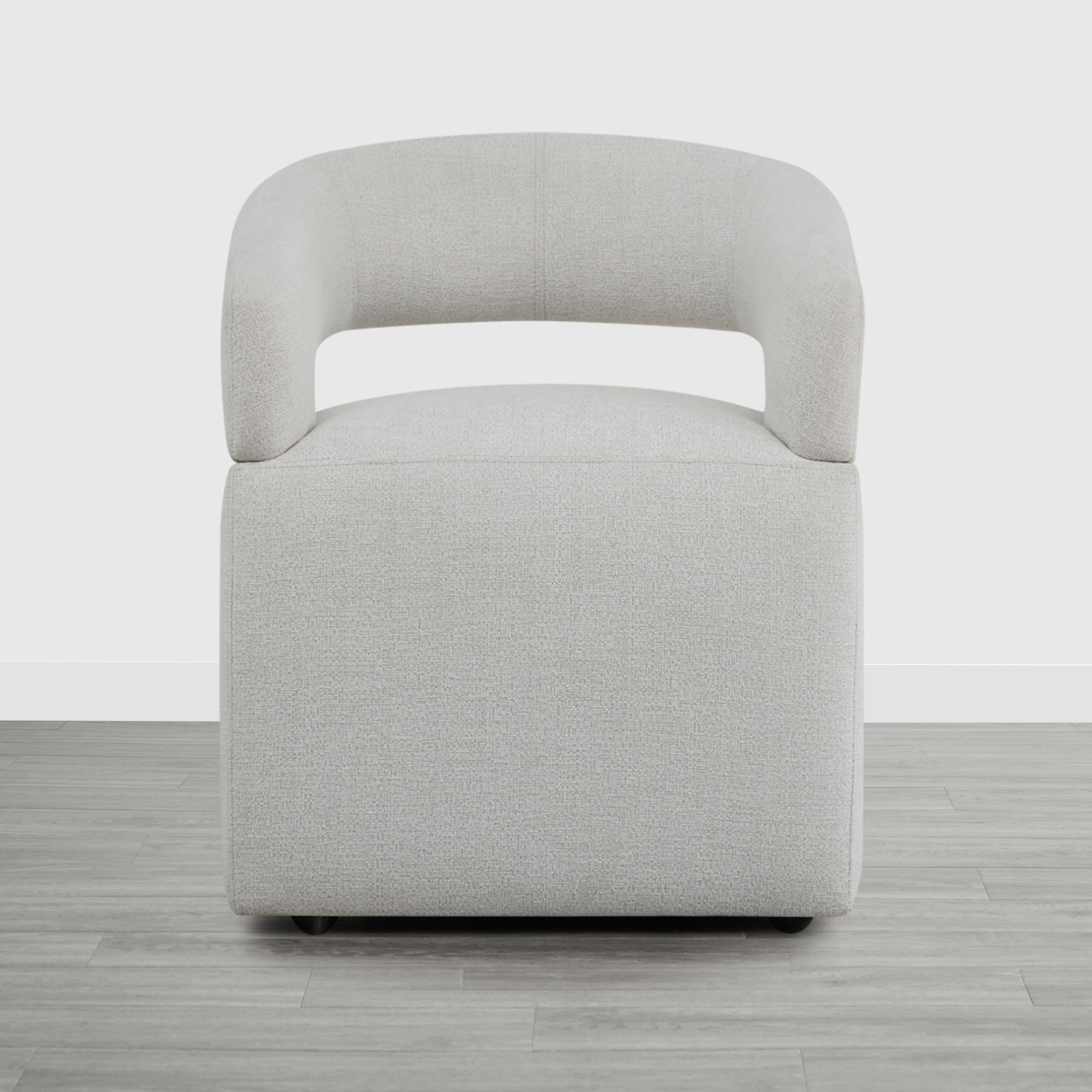 Spruce & Spring Upholstered Dining Chair with Open Back and Hidden Casters, Single, Light Grey(Multi-Colored)