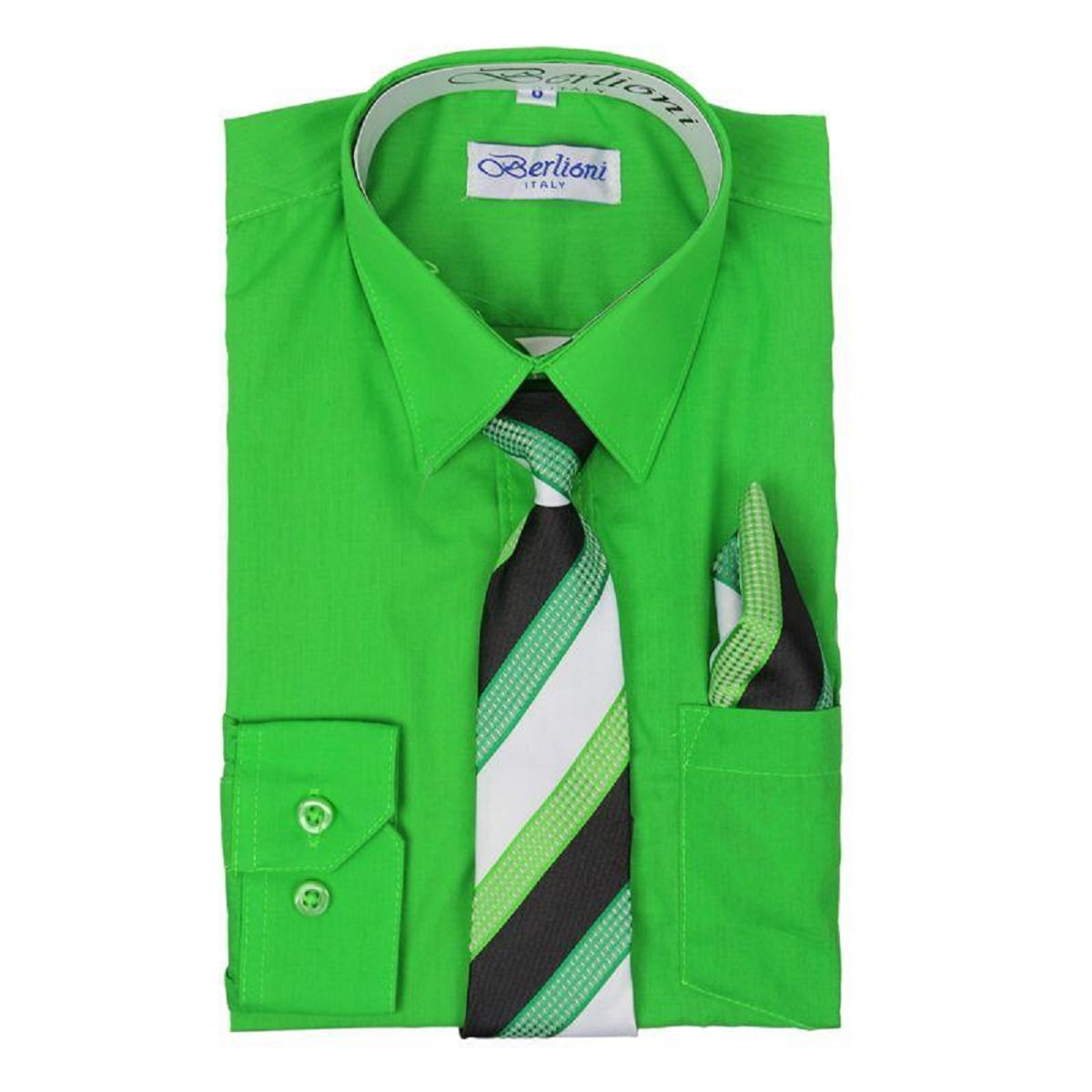 Apple Green Lime Size: 2T to 20 Long Sleeve Dress Shirt Boys Party 